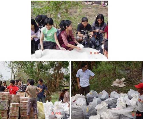 Volunteers distributing